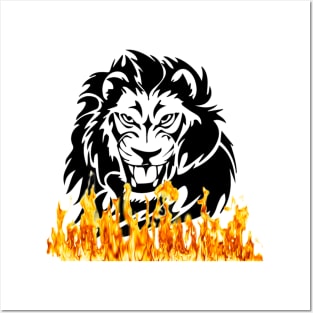 Lion fire design. Posters and Art